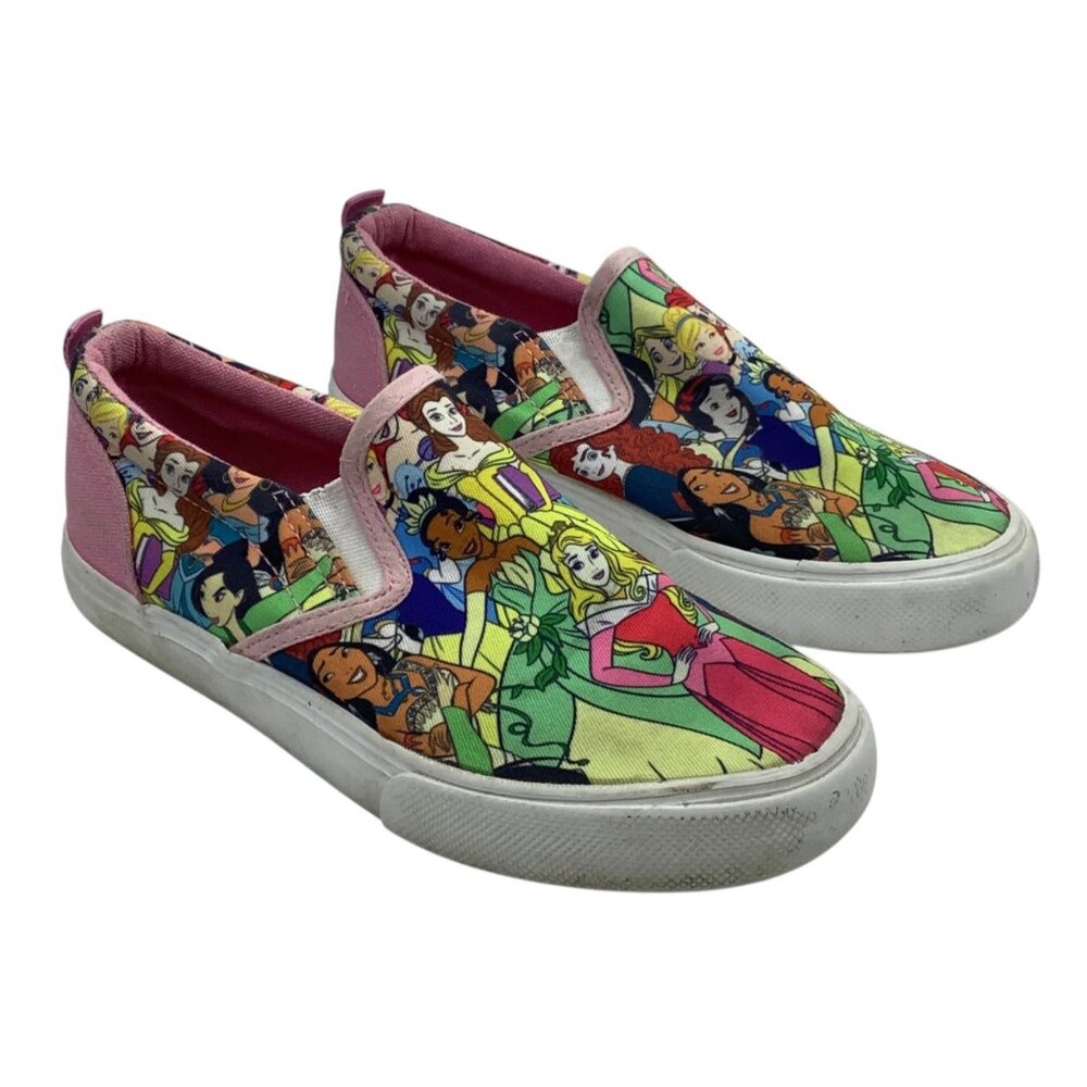 Disney Princess Girl‎ Slip-On Sneakers Shoes Colorful Character Canvas Size 2